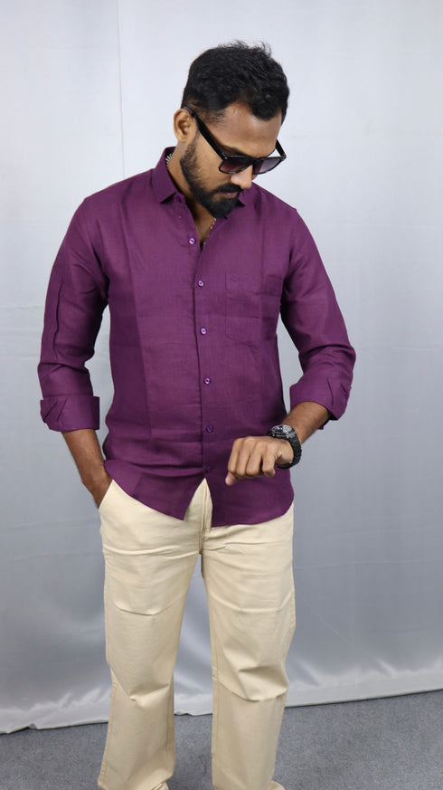 Wine Linen Shirt