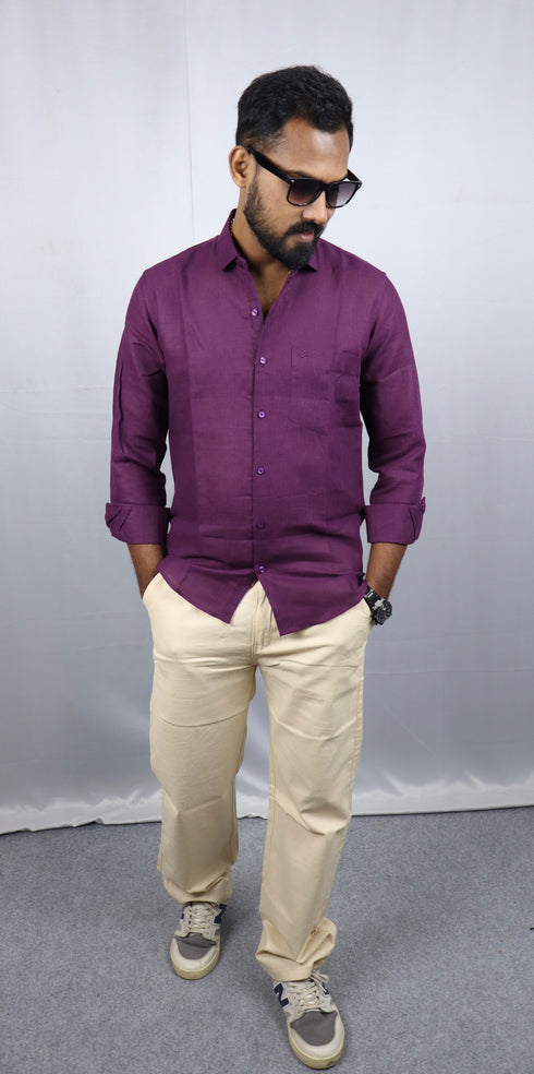 Wine Linen Shirt
