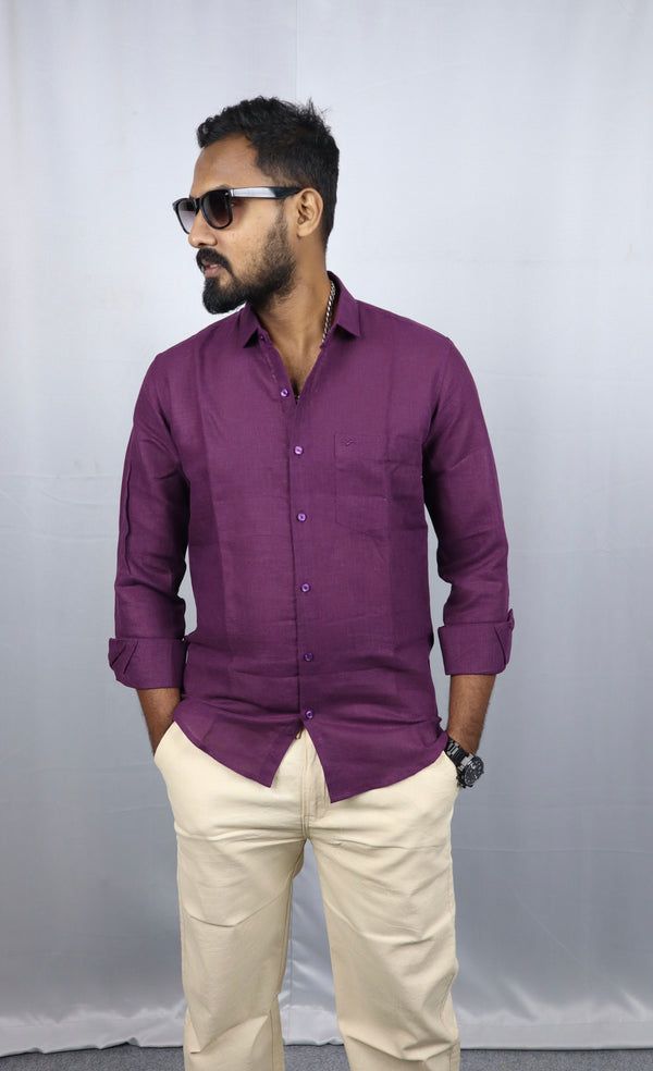 Wine Linen Shirt