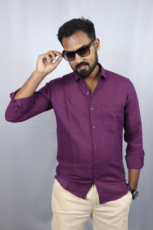 Wine Linen Shirt