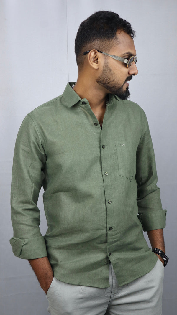 Olive Green Linen Shirt