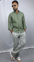Olive Green Linen Shirt