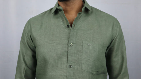 Olive Green Linen Shirt