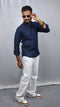 Navy Blue Linen Shirt