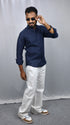 Navy Blue Linen Shirt