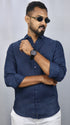 Navy Blue Linen Shirt