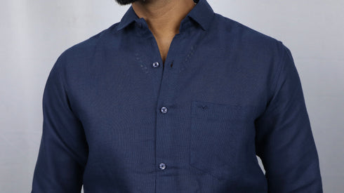Navy Blue Linen Shirt
