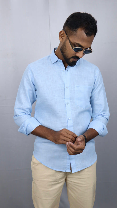Linen Sky Blue Shirt