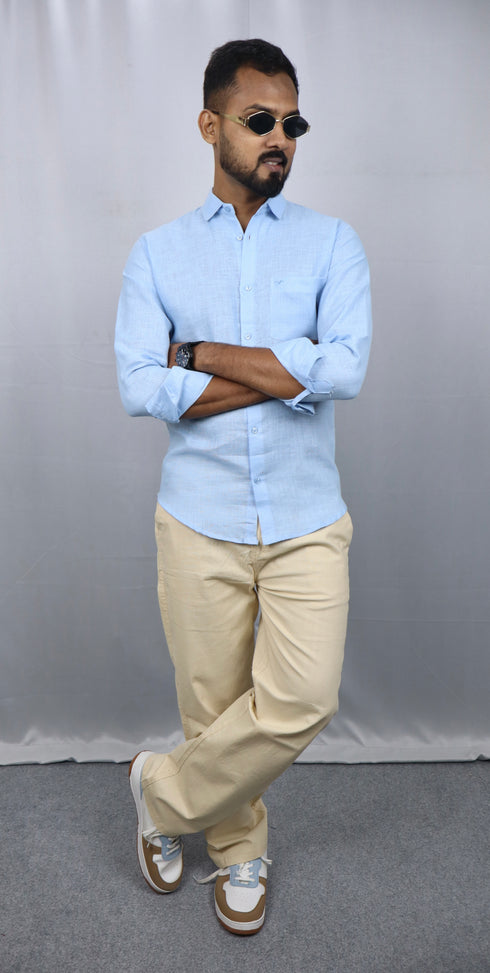 Linen Sky Blue Shirt