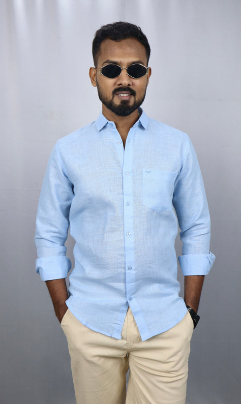 Linen Sky Blue Shirt