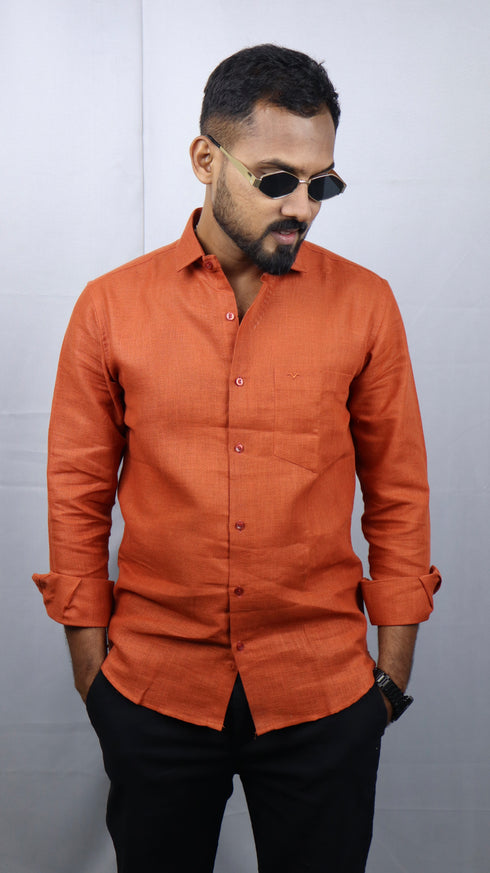 Rusty Orange Linen Shirt
