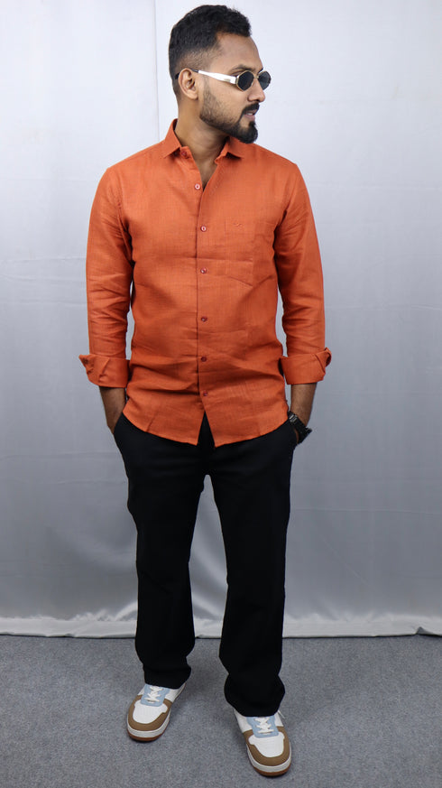 Rusty Orange Linen Shirt