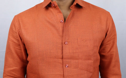 Rusty Orange Linen Shirt