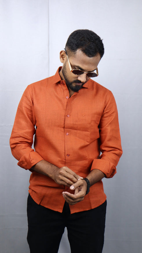 Rusty Orange Linen Shirt