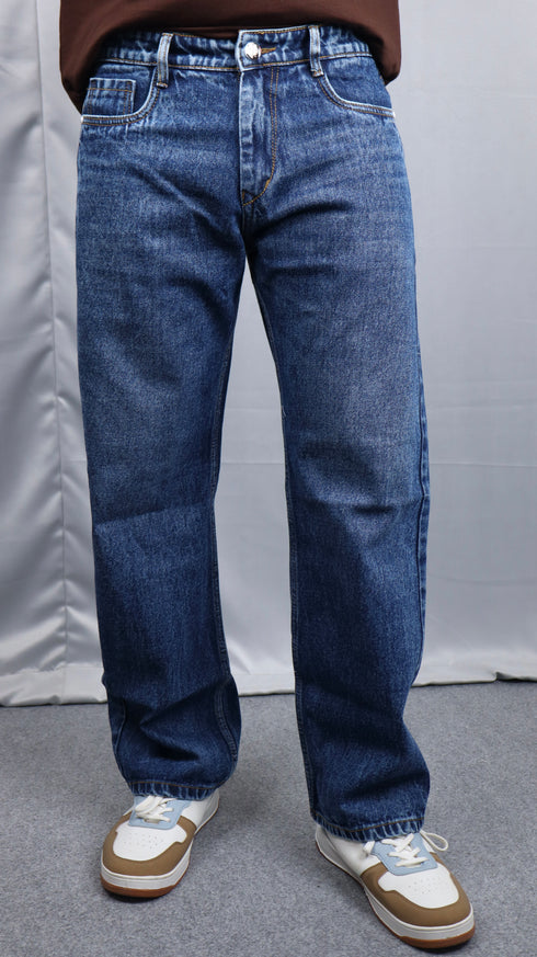 Denim Blue Stone Wash Baggy Jeans