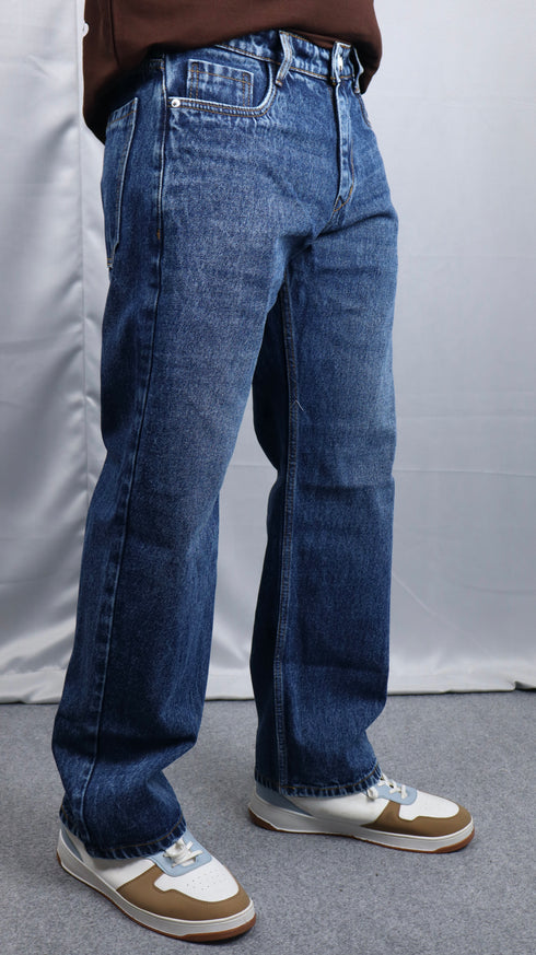 Denim Blue Stone Wash Baggy Jeans