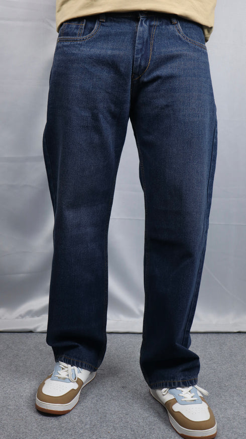 Dark Blue Washed Baggy Fit Jeans