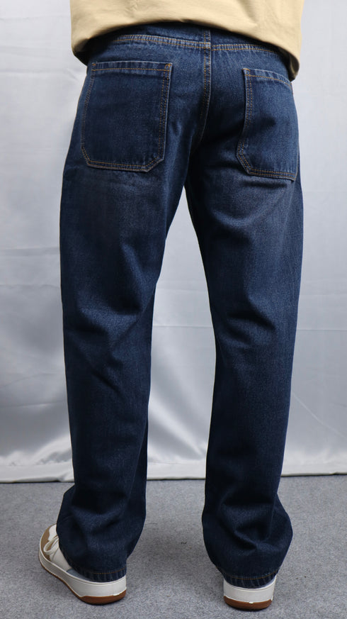 Dark Blue Washed Baggy Fit Jeans