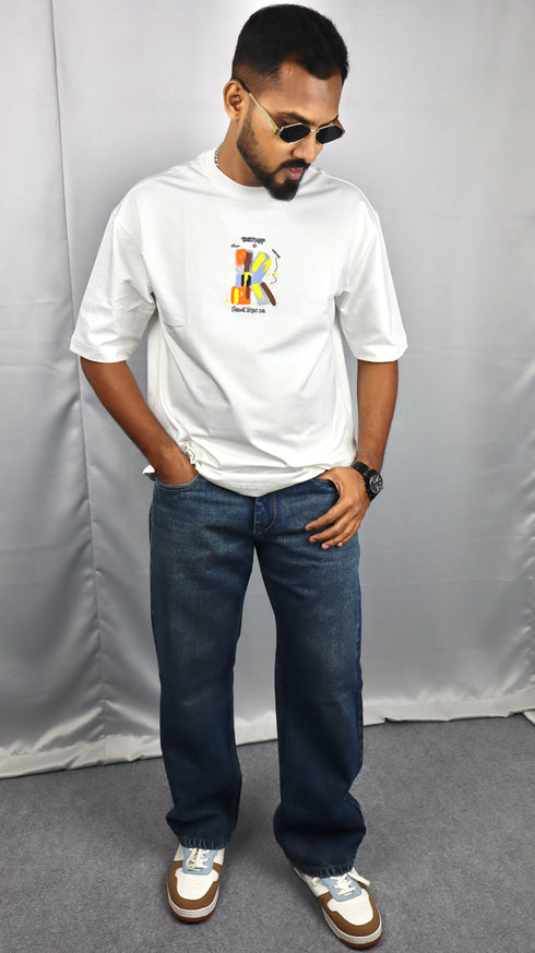 Denim Blue Washed Baggy Fit Jeans