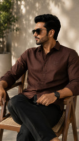 Brown Cotton Linen Shirt