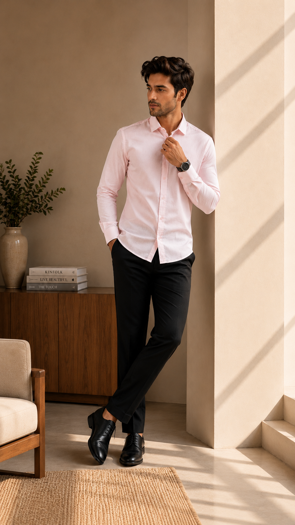 Pink Cotton Linen Shirt