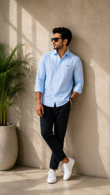 Sky Blue Cotton Linen Shirt
