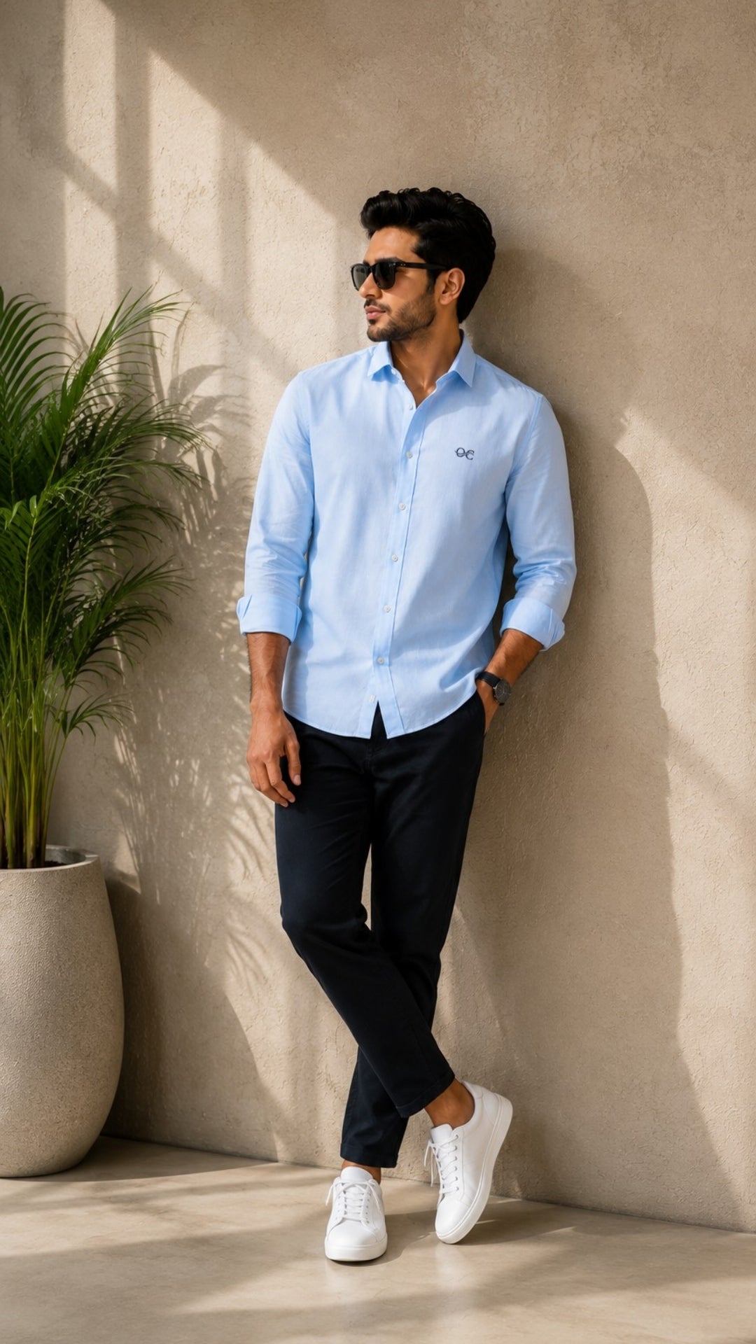 Sky Blue Cotton Linen Shirt