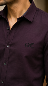 Wine Purple Cotton Linen Shirt