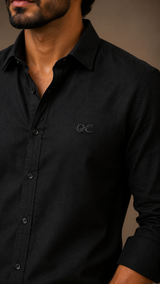 Black Cotton Linen Shirt