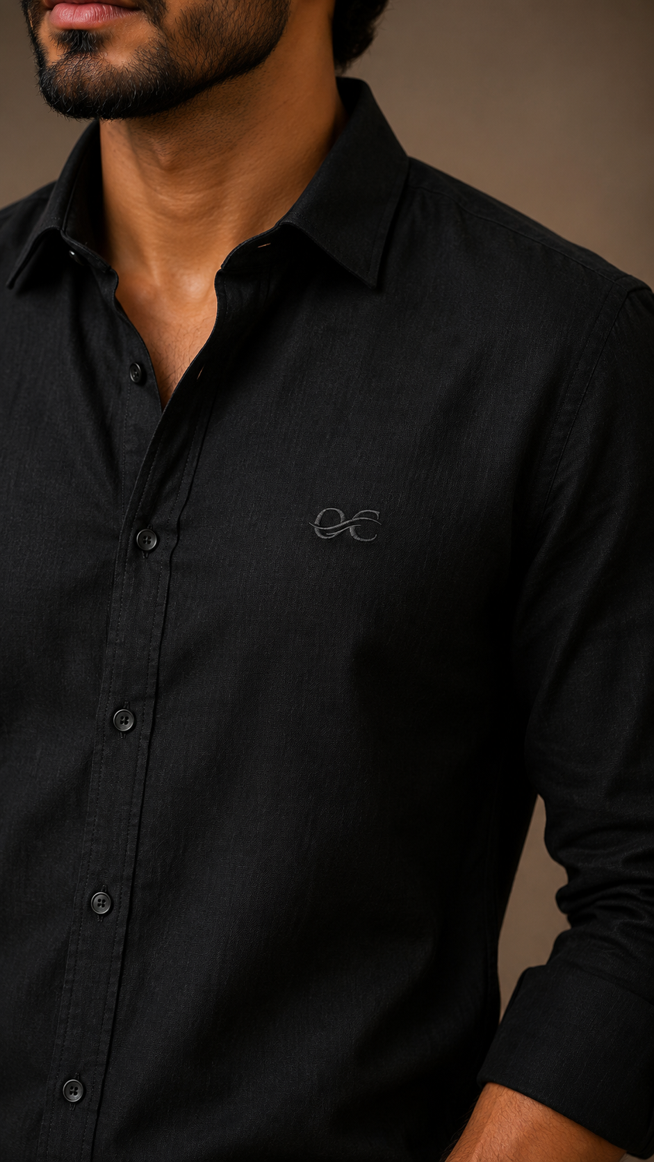Black Cotton Linen Shirt