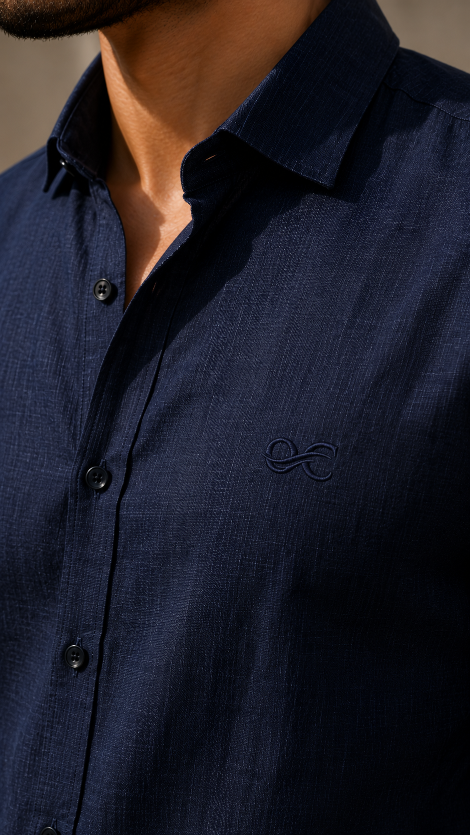Navy Blue Cotton Linen Shirt