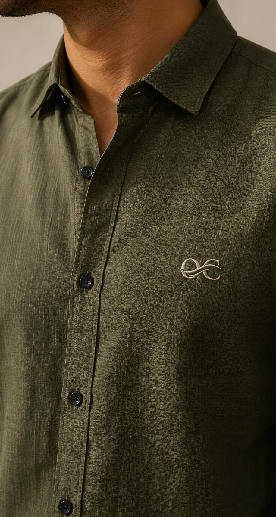 Olive Green Cotton Linen Shirt