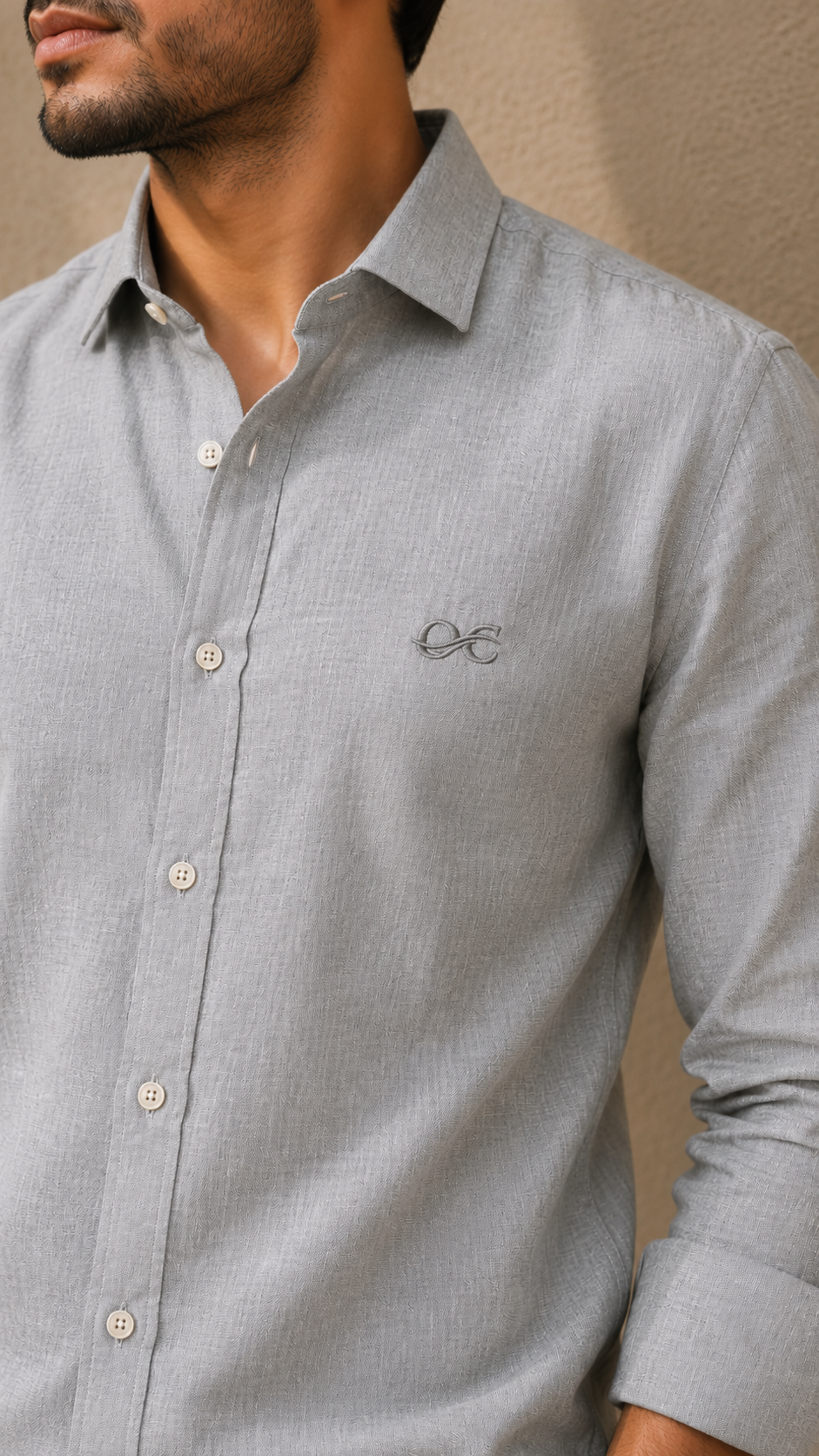 Light Grey Cotton Linen Shirt