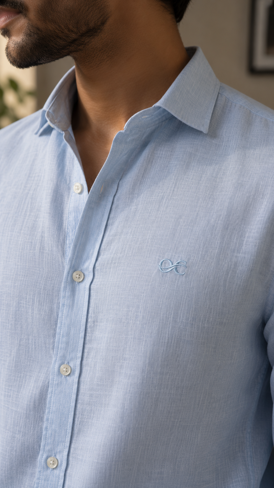 Sky Blue Cotton Linen Shirt