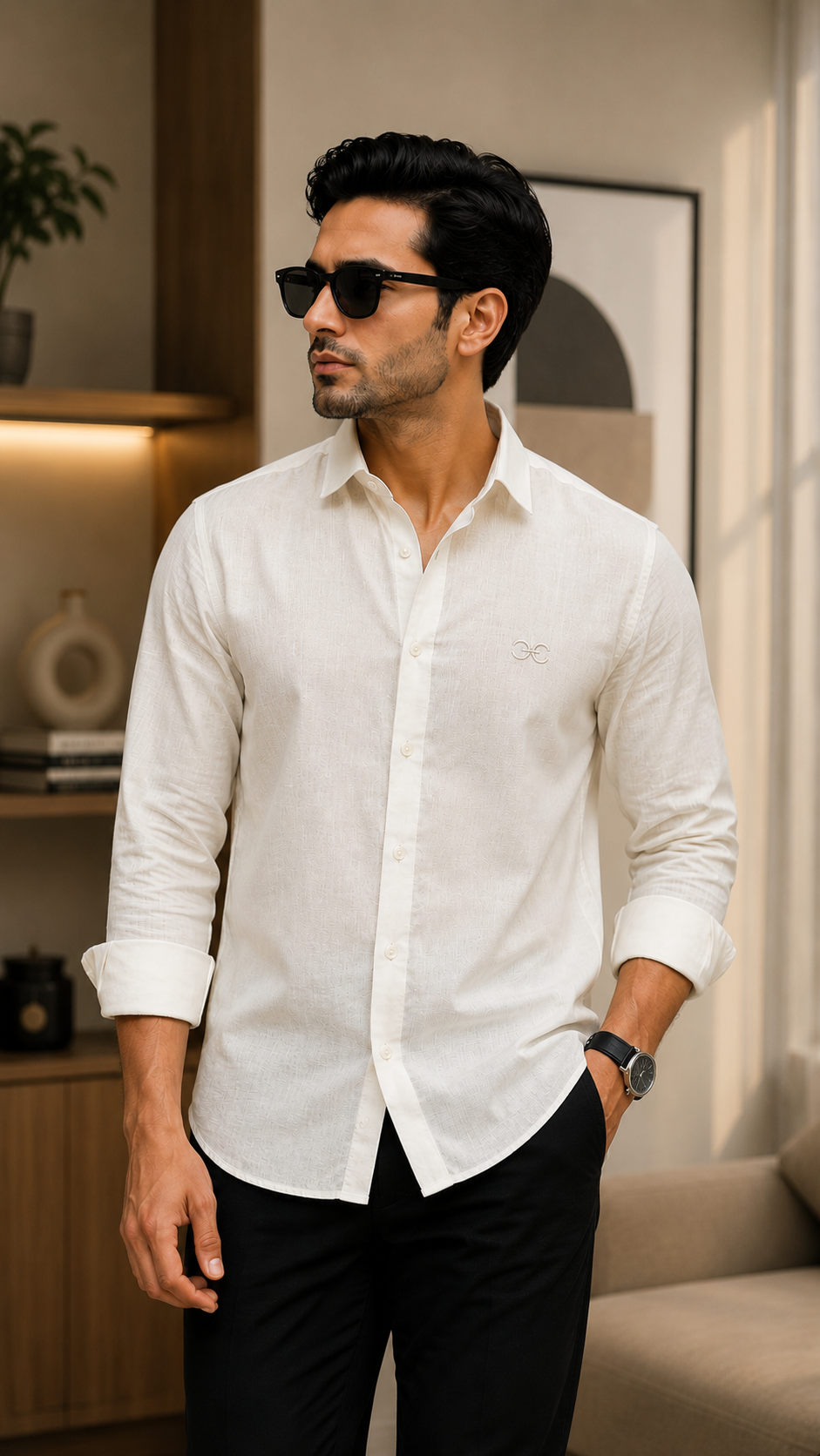 White Cotton Linen Shirt