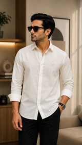 White Cotton Linen Shirt