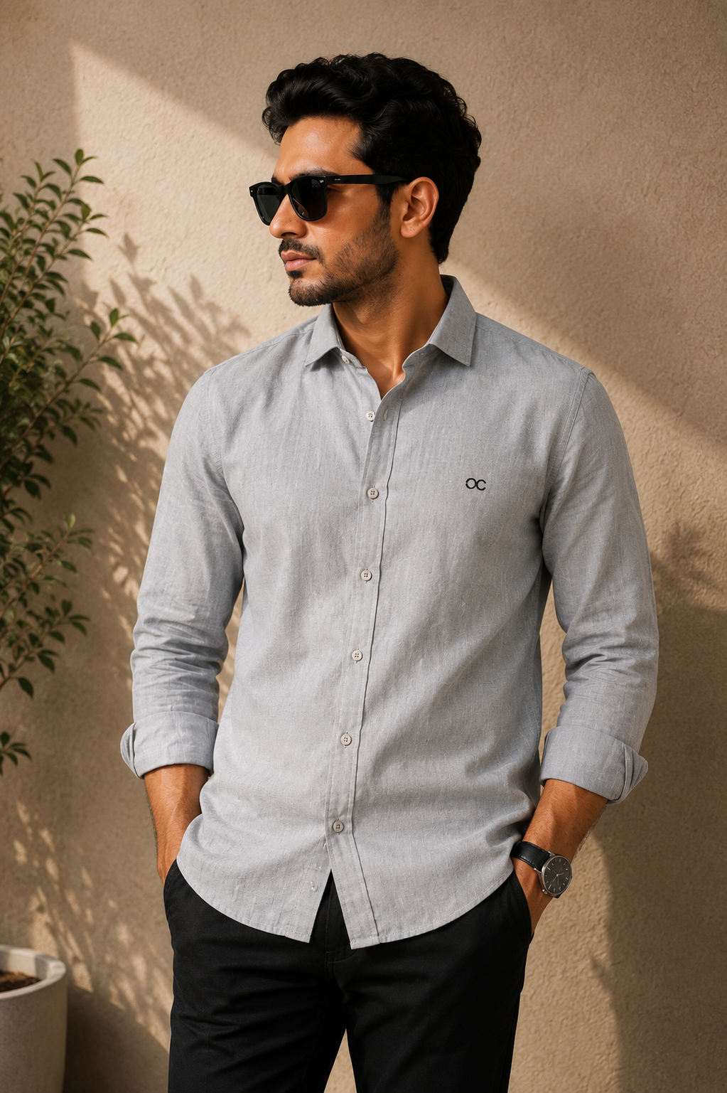 Light Grey Cotton Linen Shirt