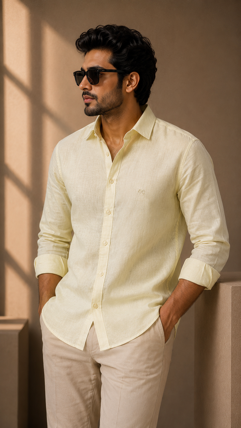 Lemon Yellow Cotton Linen Shirt