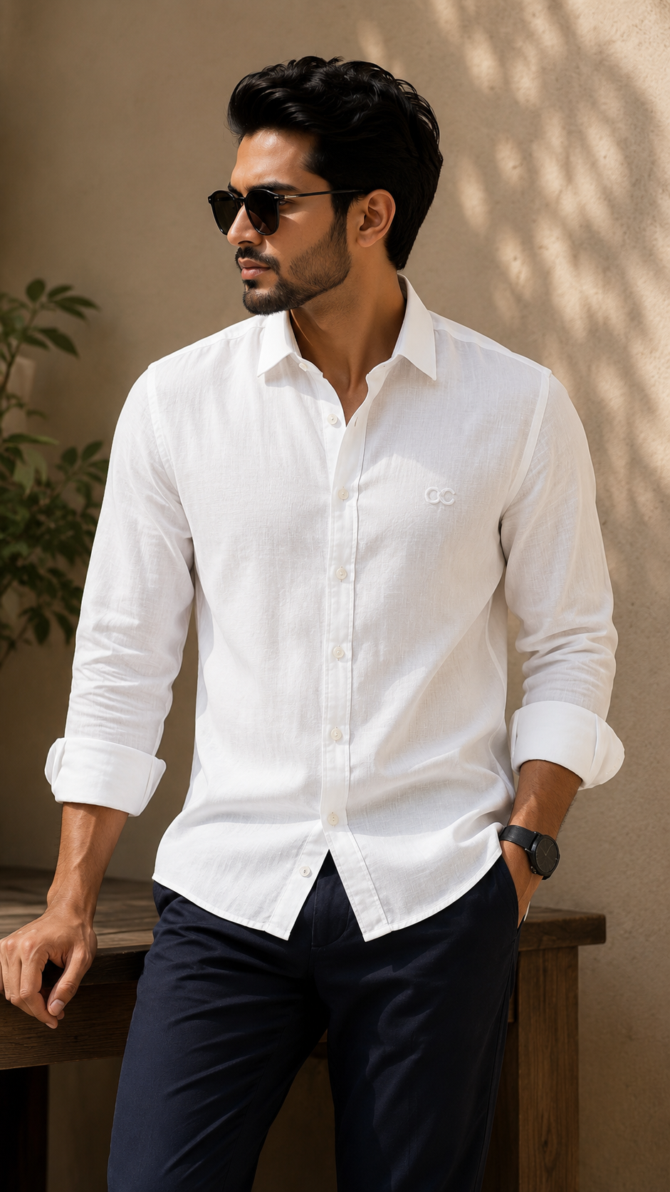 White Cotton Linen Shirt