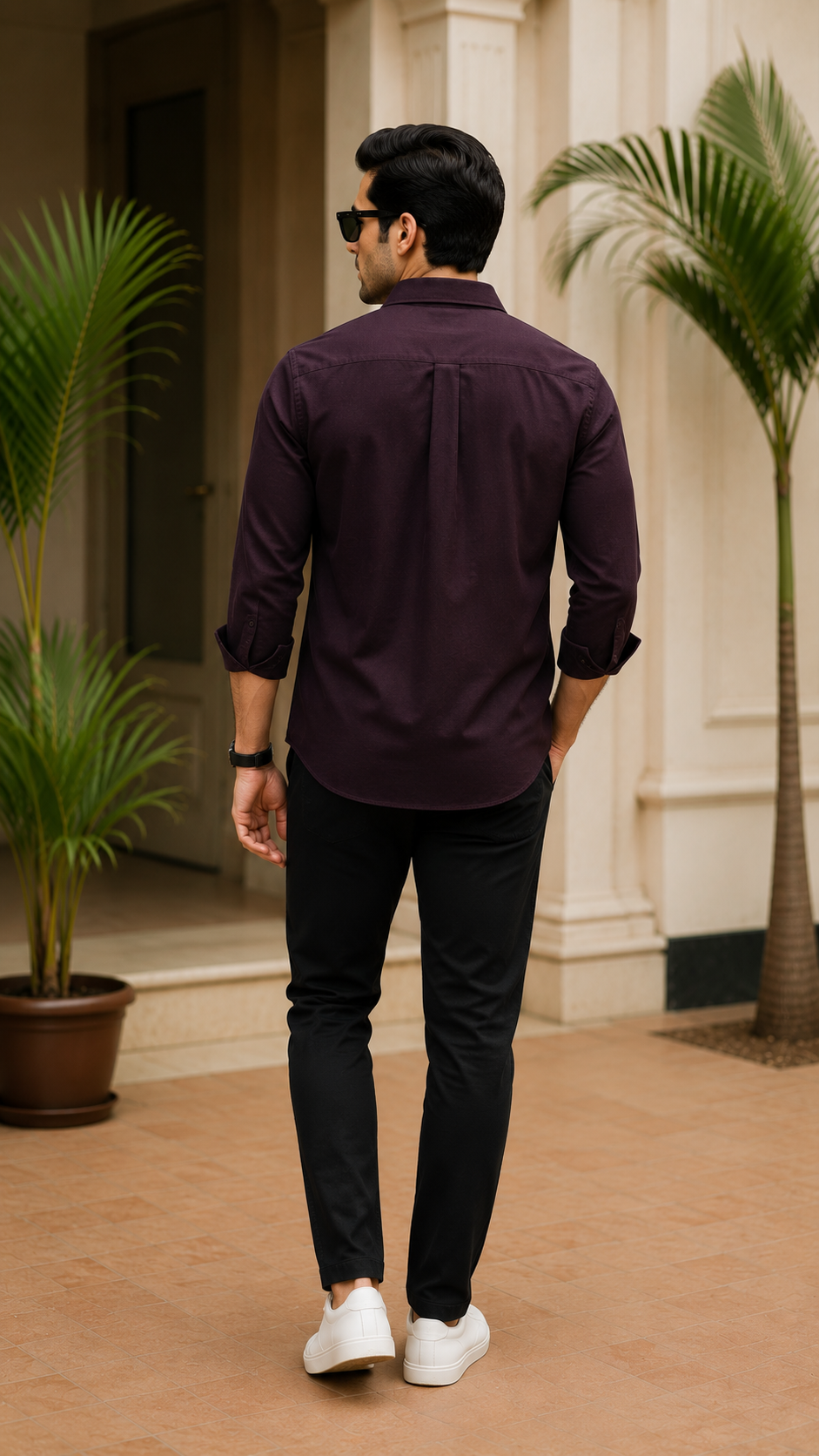 Wine Purple Cotton Linen Shirt