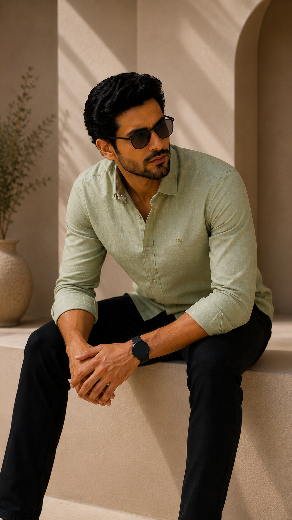 Sage Green Cotton Linen Shirt
