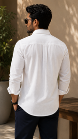 White Cotton Linen Shirt
