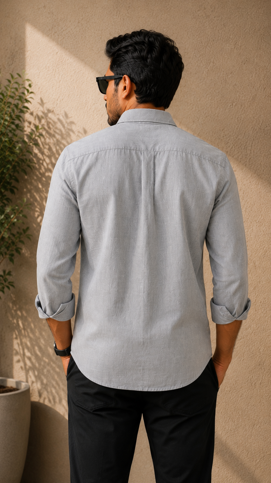 Light Grey Cotton Linen Shirt