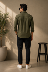 Olive Green Cotton Linen Shirt