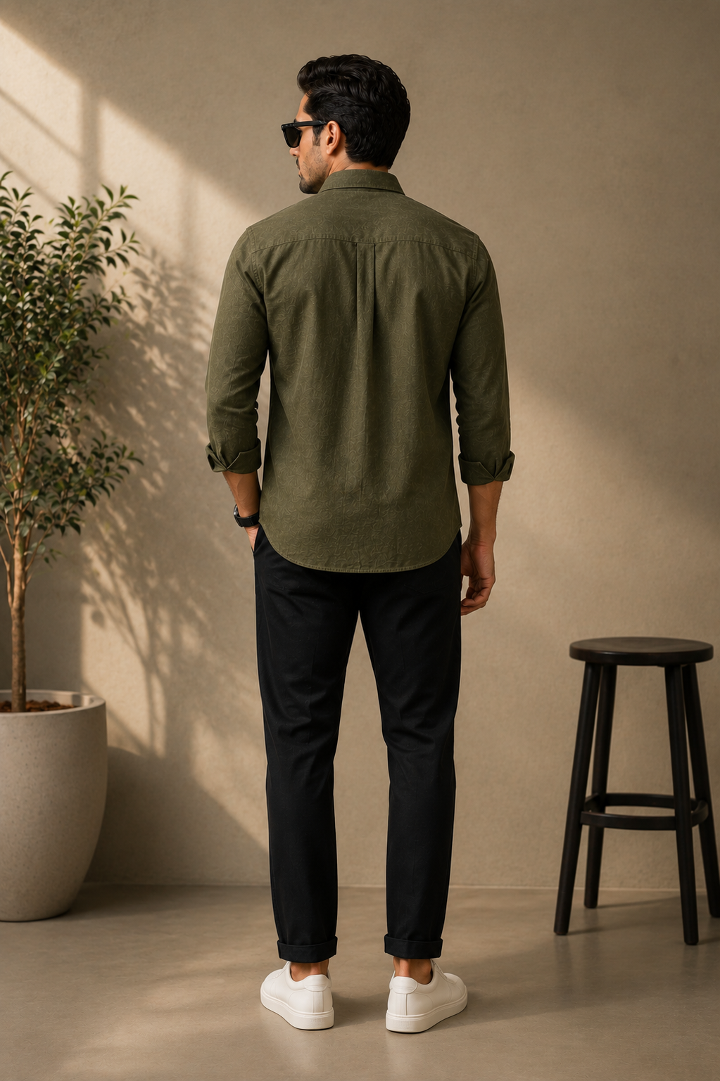 Olive Green Cotton Linen Shirt
