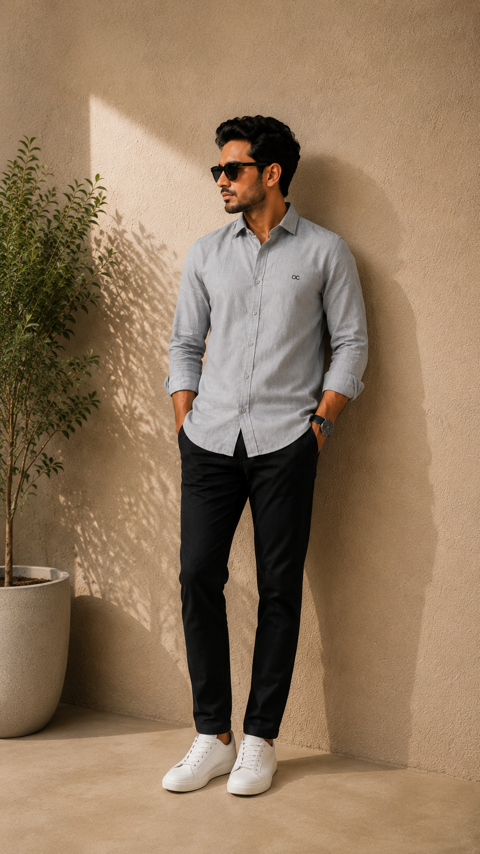 Light Grey Cotton Linen Shirt