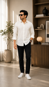 White Cotton Linen Shirt
