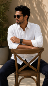 White Cotton Linen Shirt