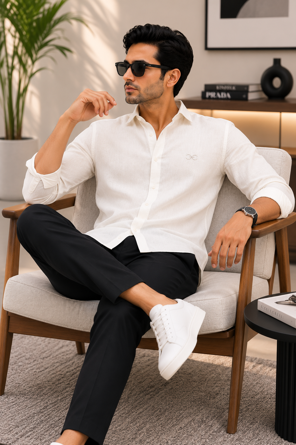 White Cotton Linen Shirt