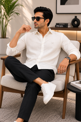 White Cotton Linen Shirt